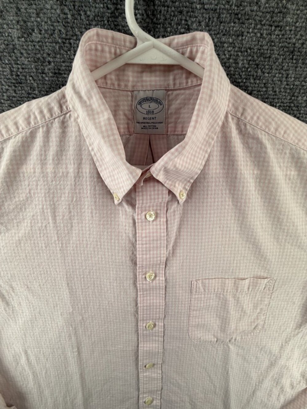 Brooks Brothers Button-Down Cotton Check Regent Large Pink Long Sleeve Shirt